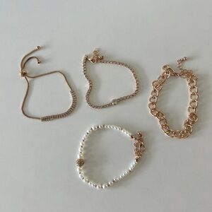 Elegant Gold and Pearl Bracelet Set
